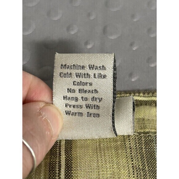 Nomadic Traders Women's 100% Linen Light Green Stripe Button Up Medium - Picture 8 of 8